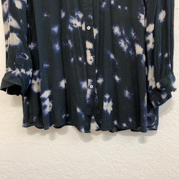 Zara Tunic Womens L Button Down Crinkle Tie-Dye Long Sleeve Pockets Loose Fit - Picture 5 of 13